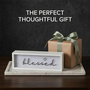 Luce Notturna LED Decorativa, Scatola Luminosa in Legno Rustico, Targa in Legno con Messaggio Positivo, Shadow Box per Regalo, Casa, Ufficio, Mensola, Tavolo - Product Image 4