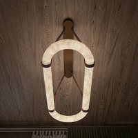 Luminaire suspendu circulaire en albâtre importé de Chine continentale, avec éclairage LED, garantie de 5 ans, pour villa, hôtel, grand format