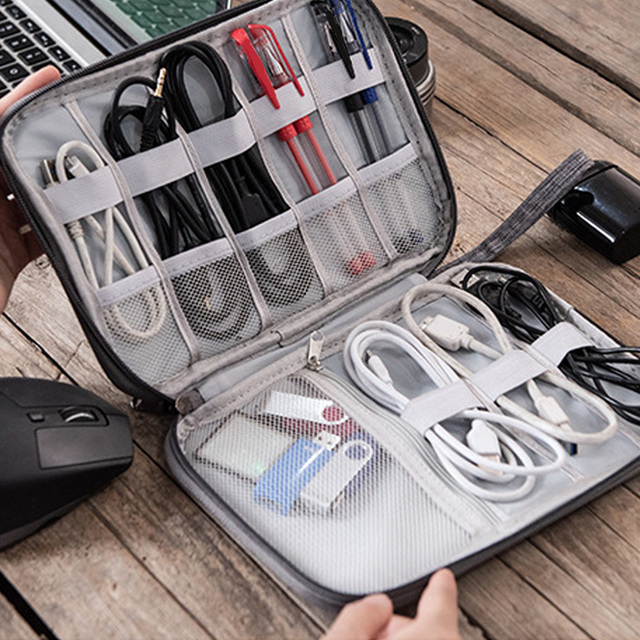 Wholesale Custom Durable Fashion Travel Charging Cable Organizer Pouch Headphone Storage Bag Large Capacity Waterproof Polyester