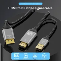Câble adaptateur DP actif 4K avec alimentation USB, cordon vidéo haute définition vers DP pour ordinateur de bureau, ordinateur portable vers moniteur TV