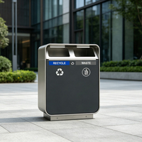 Poubelle de recyclage extérieure à double compartiment 147L en acier galvanisé, station de déchets moderne de luxe avec couvercle anti-pluie pour rue et place publique