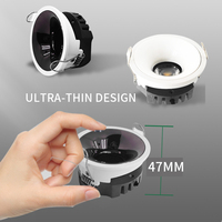 Foco LED ultrafino Cob CE tamaño recortado 75MM 10W Cromo Negro Blanco LED abajo luces ajustables 24 ° 36 ° 55 °