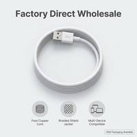 Cable USB de 8 Pines con Malla de Protección de 1m (3 pies) Blanco para Carga y Sincronización de Datos de Alta Velocidad, Precio de Fábrica al por Mayor, Lote de 100 Unidades