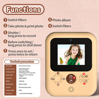 Appareil photo numérique pour enfants, impression instantanée, imprimante photo thermique, écran IPS HD 2,4 pouces, appareil photo jouet pour garçons et filles