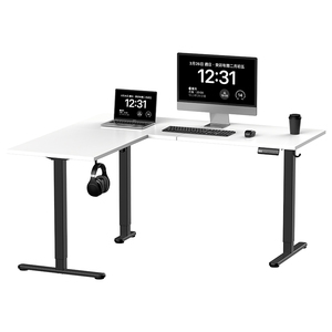 Adjustable Height White Desktop Black <b>Desk</b> Frame Office Table Single Motor Electric Standing Table <b>Large</b> Durable Computer Table - Product Image 2