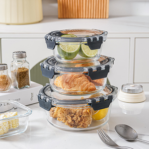 Meilleure vente coffret alimentaire en verre borosilicaté récipient pour la préparation des repas en verre avec couvercles transparents - Product Image 1