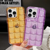 Nouvelle conception 2026 – Coque de téléphone rigide en PC transparente avec motif bloc de glace et texture gaufrée 3D effet bulle pour iPhone 17 Pro Max 16