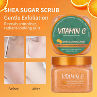Shea Sugar Body Scrub 510g, 12 Varian dengan Kopi Vitamin C Asam Kojic Kunyit untuk Kulit Lebih Halus dan Bercahaya Private Label
