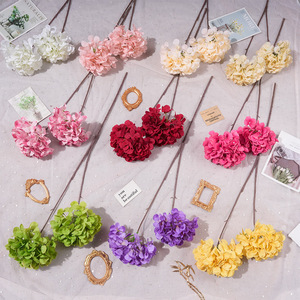 Bouquet d'hortensias artificiels en soie, fleurs réalistes pour mariage et décoration intérieure, moulage par injection K-2 - Product Image 1