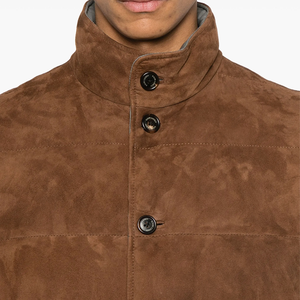 Custom Stand Collar Button Up Wildleder Gilet Quilted Design Duck Down und Feather Filling Puffer Weste für Männer - Product Image 5