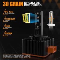Ampoule de phare LED D8S à montage direct 12V, remplacement de lampe de véhicule, faisceau stable pour phares LED BMW, mise à niveau de l'éclairage avant