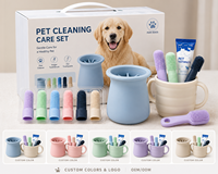 Kit de Soins et d'Entretien Personnalisé pour Animaux de Compagnie, Nettoyant Dentaire en Silicone pour Chiens et Ensemble de Lavage des Pattes, OEM ODM Marque Privée