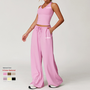 Set di pantaloni da Yoga a gamba larga con coulisse bretelle ad asciugatura rapida <span class=keywords><strong>tuta</strong></span> sportiva da donna Casual da corsa abbigliamento sportivo da <span class=keywords><strong>palestra</strong></span> abbigliamento Fitness - Product Image 2