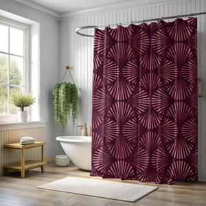 Cortina <span class=keywords><strong>de</strong></span> Ducha con Estampado Art Deco <span class=keywords><strong>de</strong></span> Ciruelo Oscuro, Impermeable, <span class=keywords><strong>Antimoho</strong></span>, con Ojales Metálicos, Personalizable, Decoración <span class=keywords><strong>de</strong></span> Lujo para <span class=keywords><strong>Baño</strong></span> - Product Image 5