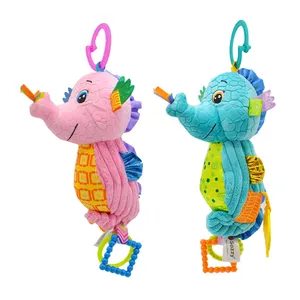 Clip en el cochecito de bebé, juguete de felpa de caballo de mar, cuerda musical, animales de peluche para bebé con música personalizada