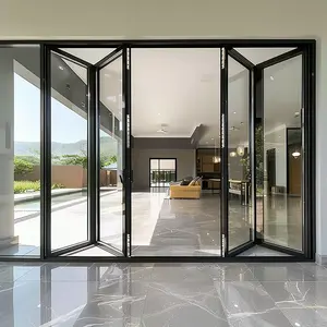 MJL, puertas de acordeón de aluminio exteriores impermeables personalizadas, puertas plegables de vidrio, puerta plegable Bi para Patio