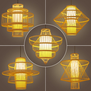 <span class=keywords><strong>Plafonnier</strong></span> lanterne en bambou de style moderne pour la maison commerciale séjour salon de thé chinois hot pot boutique restaurant lampes de style japonais - Product Image 3