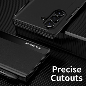 Étui en cuir avec support pour stylet pour <span class=keywords><strong>Samsung</strong></span> <span class=keywords><strong>Galaxy</strong></span> <span class=keywords><strong>Z</strong></span> TriFold / <span class=keywords><strong>Z</strong></span> Fold 8 Ultra / 7 6 <span class=keywords><strong>5</strong></span> 4 3, <span class=keywords><strong>coque</strong></span> arrière givrée antichoc pliable - Product Image 3
