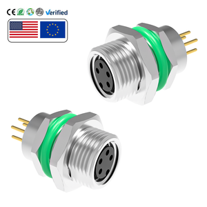 ซ็อกเก็ต M8วงกลม M8รหัสด้านหลังเมานท์<span class=keywords><strong>4</strong></span>ขาแผงเชื่อมต่อ PCB หญิงเต้ารับ M10 * 0.75กันน้ำ IP68 IP67 - Product Image 2