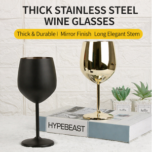 Copa de <span class=keywords><strong>Vino</strong></span> de Acero Inoxidable de 500 ml con Logotipo Personalizado, Copa Reutilizable con Tallo Metálico para Bar, Fiesta, Boda - Product Image 1
