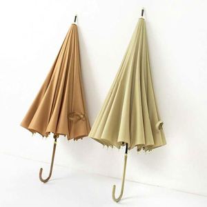 Parapluie droit rétro japonais à 16 baleines avec longue poignée, double usage, petit modèle pour hommes et femmes, style classique coréen - Product Image 4