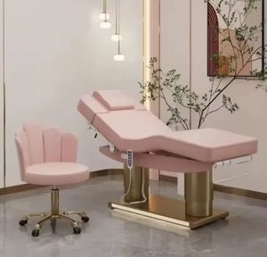 High Quality Luxury Beauty Facial Bed Comfortable Foot Control Cushion Golden Base Salon Furniture LED Light 2026 Hot Sale - Product Image 2