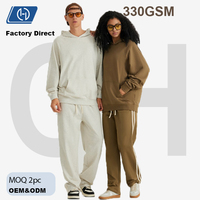 Ensemble sweat à capuche et pantalon de survêtement en molleton bouclette 330G pour homme, manches raglan, coupe oversize, style streetwear, vêtements personnalisés