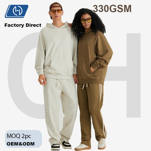 Conjunto de Sudadera con Capucha y Pantalones de Chándal de Felpa Francesa de 330G para Hombre, Manga Raglán, Estilo Oversize, Ropa Urbana Personalizada - Product Image 1