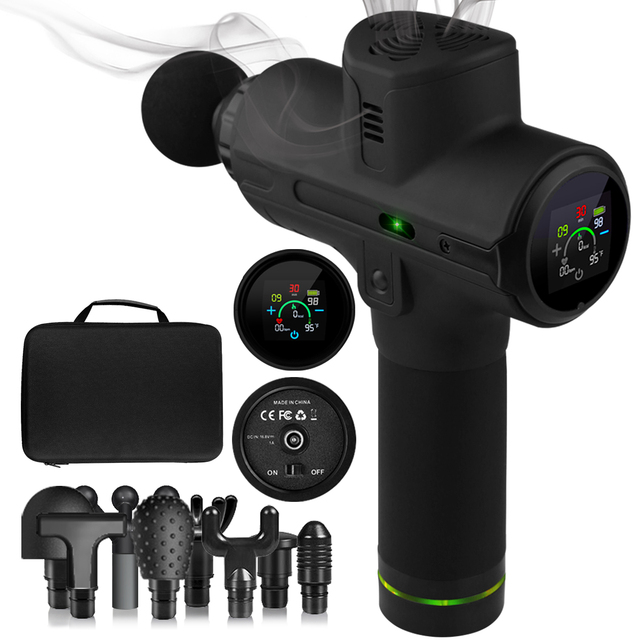 24V Brushless Professional Powerful Body Massage Gun Deep Tissue Back Massaging Machine With Heart Rate & Calorie for Athletes