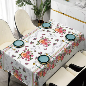 Nhà máy không thấm nước nổi 3D Polyester Vải dầu vải Polyester PVC Vinyl Khăn trải bàn - Product Image 3