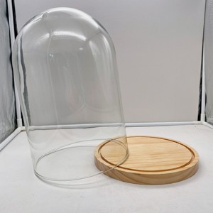 Vente <span class=keywords><strong>en</strong></span> gros bon marché borosilicate transparent décoratif clair <span class=keywords><strong>grande</strong></span> taille <span class=keywords><strong>cloche</strong></span> <span class=keywords><strong>en</strong></span> <span class=keywords><strong>verre</strong></span> dôme avec poignée et base <span class=keywords><strong>en</strong></span> bois - Product Image 1