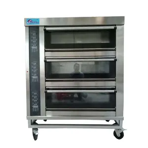 Bakery Electric deck oven for bread hamburger pizza baguette croissant oven 2 deck 4 trays oven