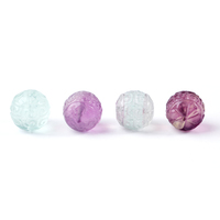 Vente en gros de pierres précieuses en vrac cristal fluorite sphère de créateur breloques bracelet breloques sculpture fleur pour bracelet fabrication de bijoux DIY