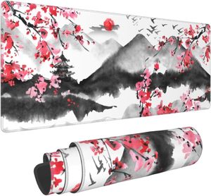 Tapis de souris gaming XL 31,5 x 11,8 cm motif <span class=keywords><strong>cerisier</strong></span> <span class=keywords><strong>japonais</strong></span> rose aquarelle, grand tapis de souris étendu pour ordinateur portable et clavier - Product Image 4