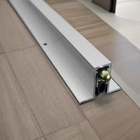 Joint de porte automatique moderne robuste pour bas de porte - Serre-porte acoustique à double joint monté en surface en aluminium anodisé transparent