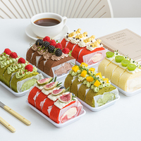 Boîte en plastique blanche pour présentation de gâteaux à base PET Boîtes à gâteaux en rouleaux suisses Conteneurs à emporter pour croissant individuel pour pain Dessert boulangerie