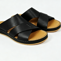 Sandales arabes pour hommes en cuir de veau véritable, faites à la main - Respirantes, légères, confortables, antidérapantes, résistantes à l'usure pour l'été