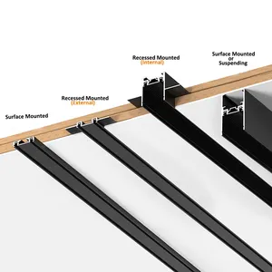 Rail d'éclairage sur rail magnétique en aluminium Rail magnétique ultra mince encastré DC48V Système de rail magnétique pour l'éclairage domestique