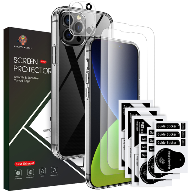 360 Full Protection 9H Clear Tempered Glass Screen Protector Transparent TPU Phone case for iPhone 17 16 15 14 Pro