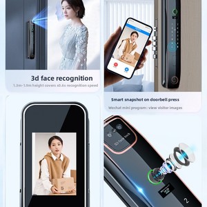 Cerradura Inteligente para Puerta con Reconocimiento Facial, Huella Dactilar, Contraseña, Llave Remota, Videoportero, Teclado Electrónico, Totalmente Automática - Product Image 2