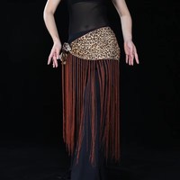 Dpw018 Danse du Ventre, Jupe Enveloppante à Imprimé Léopard, Costumes de Danseuse Tribale pour Femmes