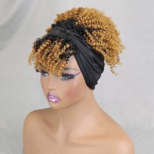 Nouvelle arrivée <span class=keywords><strong>foulard</strong></span> noir 100% <span class=keywords><strong>cheveux</strong></span> humains <span class=keywords><strong>Afro</strong></span> bouclés perruques crépus Curl perruque avec frange faite à la machine perruque bouclée courte <span class=keywords><strong>pour</strong></span> les femmes noires - Product Image 1