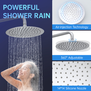 Grifo Monomando de latón y níquel cepillado con barra deslizante, rociador de ducha de lluvia de 5 funciones, juego mezclador de ducha de baño - Product Image 3