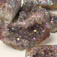 Vente en gros en vrac naturel arc-en-ciel titane placage améthyste Aura Quartz cluster pour Noël décoratif pierres de guérison pierre artisanat