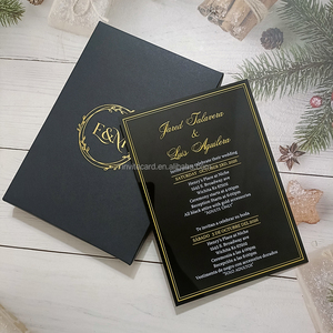 Nouvelle Invitation <span class=keywords><strong>de</strong></span> <span class=keywords><strong>Mariage</strong></span> <span class=keywords><strong>Haut</strong></span> <span class=keywords><strong>de</strong></span> <span class=keywords><strong>Gamme</strong></span> 2026 Personnalisée en Acrylique Doré Découpé au Laser et Estampé à Chaud Blanc - Product Image 4