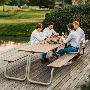 Ensemble table et banc de jardin en aluminium et teck, résistant aux intempéries, pour cour, balcon, parc - Product Image 3