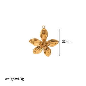 ชุดสร้อยคอและต่างหูรูปดอกไม้สีทองสำหรับผู้หญิงสวมใส่ทุกวันเครื่องประดับเหล็กไทเทเนียม - Product Image 5