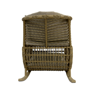 Sillón mecedora individual de ratán para patio y hogar, con cojín, apto para mascotas, para uso en balcón, mecedora metálica para exteriores y parques - Product Image 4