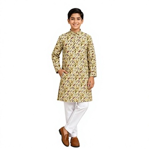 <b>Boys</b> Linen Digital Print Wrinkle-Free Traditional Ethnic Wedding Wear Ankle-Length Regular Fit 0-14 Years Indian - Product Image 2