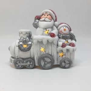 Artisanat et cadeaux en céramique de Noël, Père Noël conduisant un <span class=keywords><strong>train</strong></span> avec un modèle de bonhomme de neige - Product Image 3